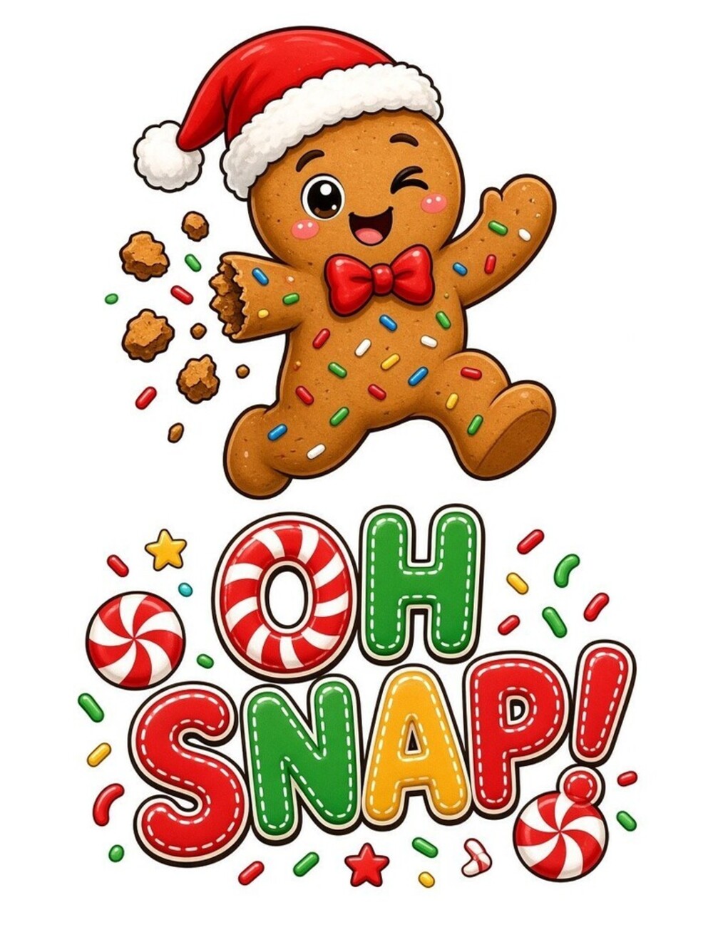4pcs 10in Oh Snap Gingerbread Santa Hat DTF Transfer
